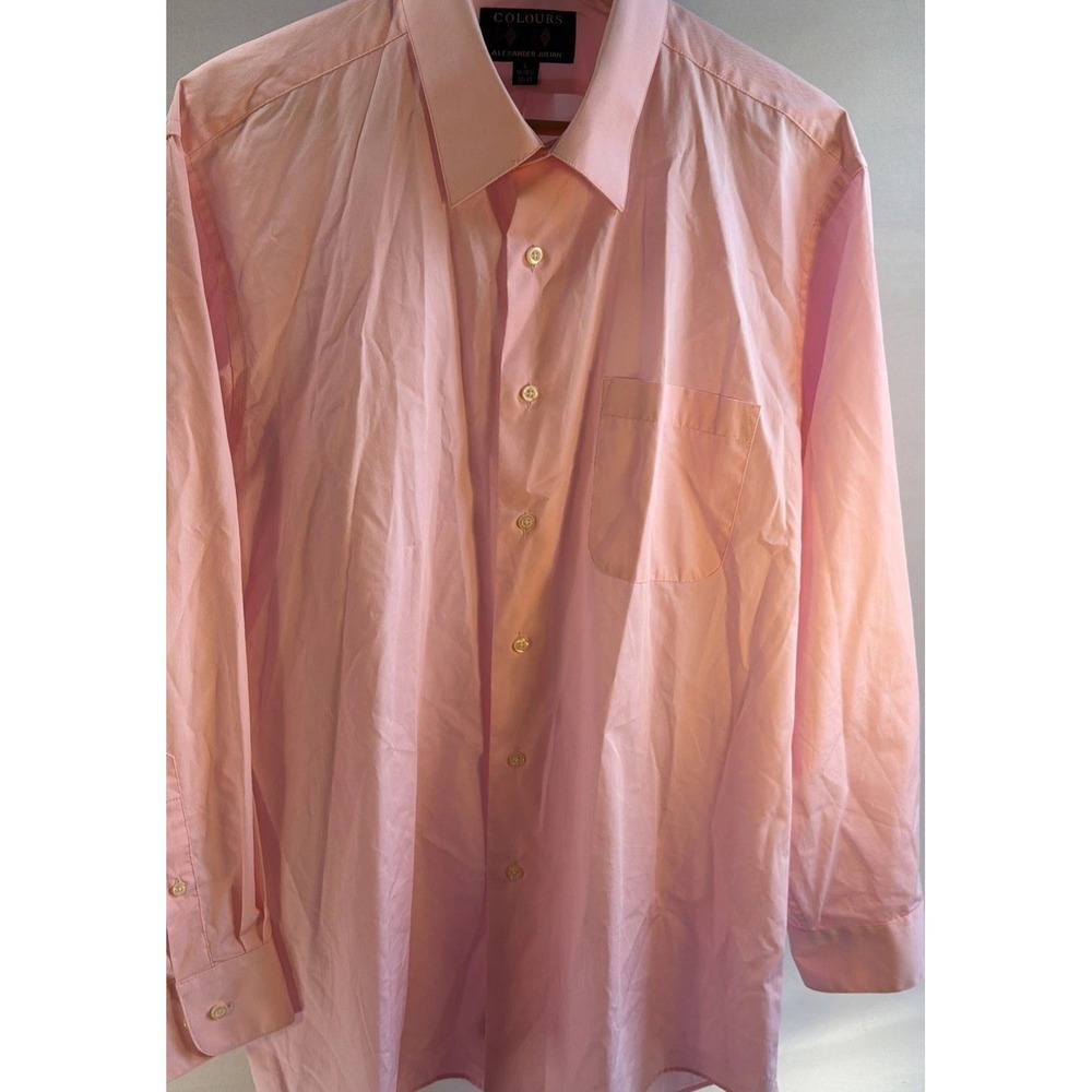 Alexander Julian Colours Men's Long Sleeve Dress Shirt, Pink, Size L 16-16 1/2